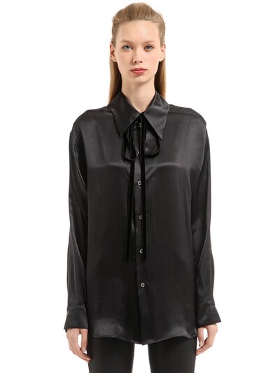 Ann Demeulemeester June Silk Satin Shirt In Black