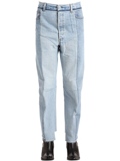 Vetements Reworked Raw Cut Cotton Denim Jeans In Blue