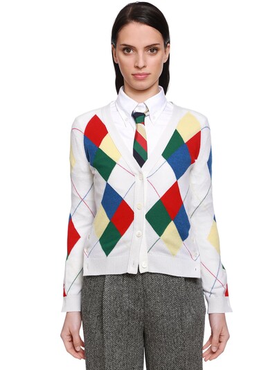 Thom Browne Multicolor Argyle Cashmere Knit Cardigan