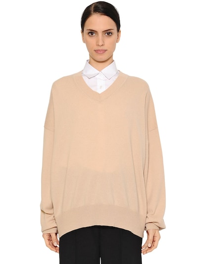 Jil Sander Oversized Cashmere Sweater In Beige