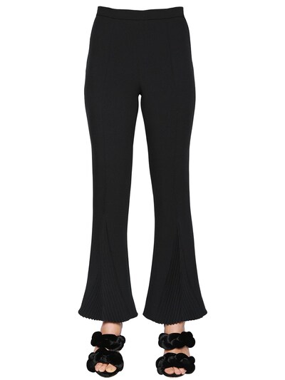 Marco De Vincenzo Cropped & Pleated Cady Stretch Pants In Black