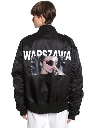 Misbhv Oversized Warszawa Printed Bomber Jacket In Black