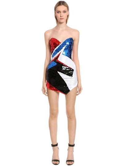 Alexandre Vauthier Sequined Bustier Dress In Multicolor