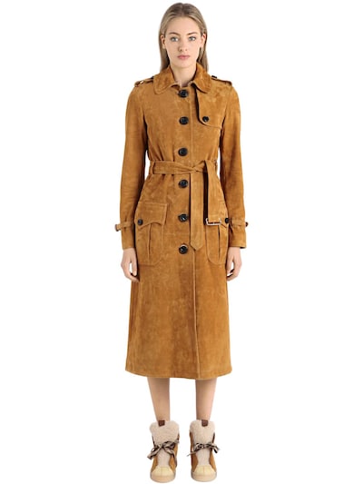 COACH SUEDE TRENCH COAT,66I5KW012-QkFN0