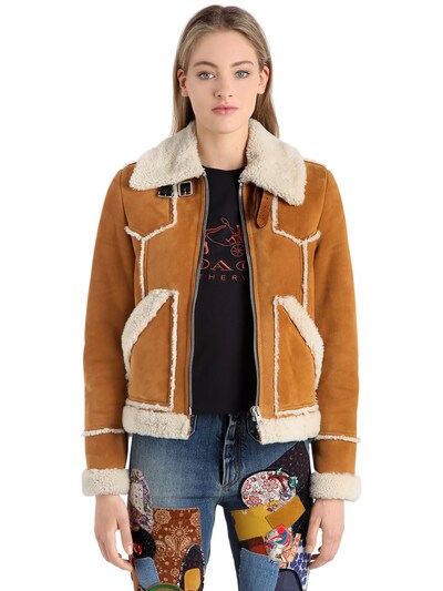 COACH 70'S SUEDE & SHEARLING JACKET,66I5KW013-VE9G0