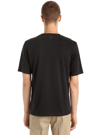LOEWE DOG PRINT LOEWE COTTON JERSEY T-SHIRT, WASHED BLACK