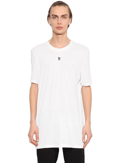 11 By Boris Bidjan Saberi Embroidery Logo Cotton Jersey T-shirt In White