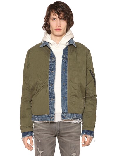 Amiri Reversible Denim & Nylon Jacket In Green/indigo | ModeSens