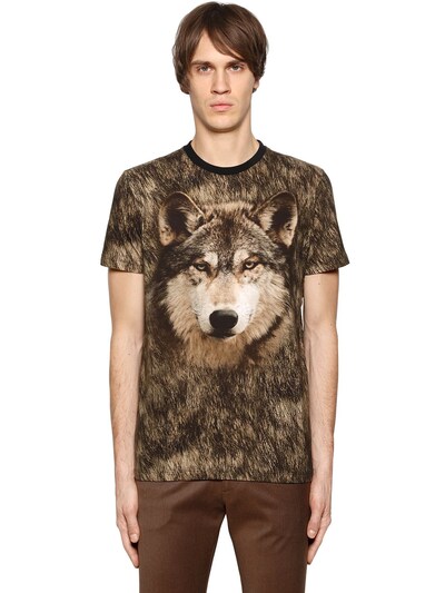 ETRO WOLF PRINTED COTTON JERSEY T-SHIRT,66I7FE004-MDAwMw2