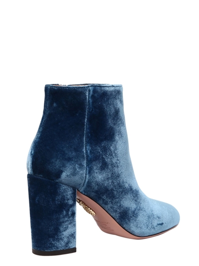 AQUAZZURA 85MM BROOKLYN VELVET ANKLE BOOTS