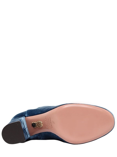 AQUAZZURA 85MM BROOKLYN VELVET ANKLE BOOTS