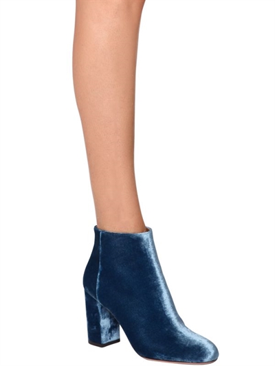 AQUAZZURA 85MM BROOKLYN VELVET ANKLE BOOTS