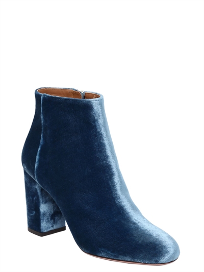 AQUAZZURA 85MM BROOKLYN VELVET ANKLE BOOTS