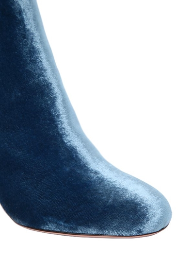 AQUAZZURA 85MM BROOKLYN VELVET ANKLE BOOTS