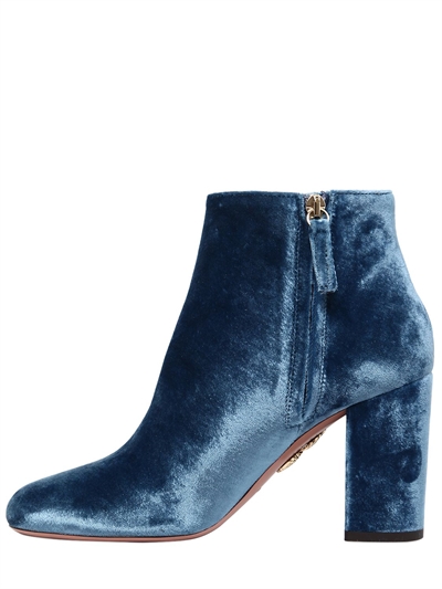 AQUAZZURA 85MM BROOKLYN VELVET ANKLE BOOTS