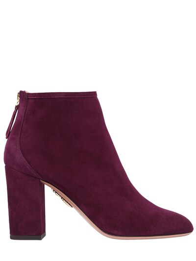 Aquazzura 85mm Down Town Suede Ankle Boots In Purple