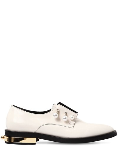Coliac 20mm Fernanda Piercing Leather Shoes In Off White