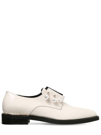 Coliac 20mm Ferny Piercing Leather Shoes In Off White
