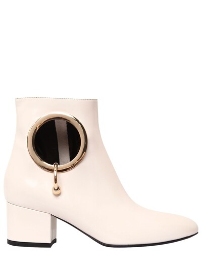 COLIAC 55MM ALICE CUTOUT LEATHER ANKLE BOOTS, OFF WHITE,66I845013-TUlMSw2
