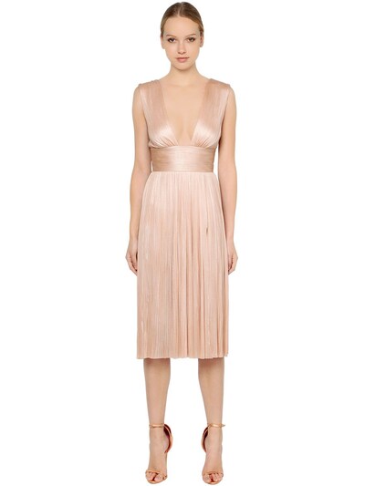 Maria Lucia Hohan Laminated Silk Jersey Plisse Dress In Dusty Pink