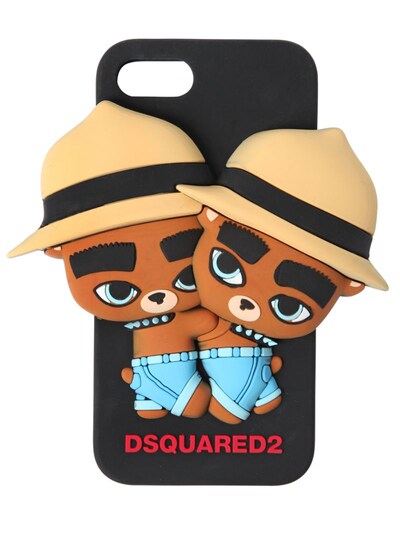Dsquared2 Bears Silicon Iphone 7 Cover, Black In Black