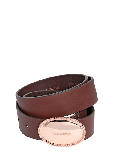 Dsquared2 35mm Leather Belt W/ Logo Buckle, Brown