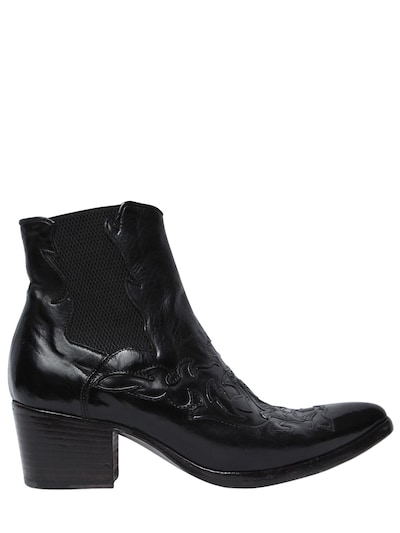 Alberto Fasciani 40mm Leather Cowboy Ankle Boots In Black
