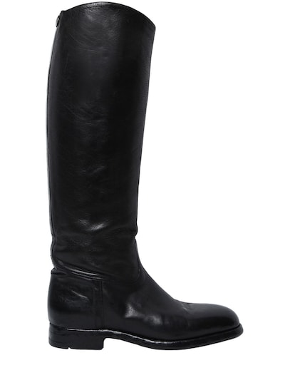 Alberto Fasciani 20mm Embossed Leather Riding Boots In Black