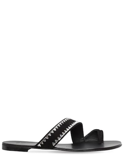 Giuseppe Zanotti 10mm Swarovski Suede Sandals In Black