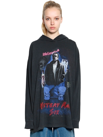 Mm6 Maison Margiela Mystery Man Cotton Jersey Sweatshirt In Black