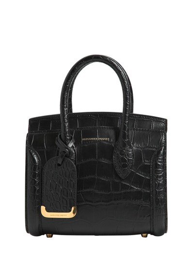 ALEXANDER MCQUEEN SMALL HEROINE CROC EMBOSSED LEATHER BAG,66IA8E002-MTAwMA2