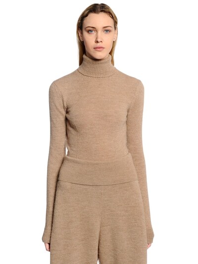 Stella Mccartney Wool & Alpaca Knit Turtleneck Sweater In Beige