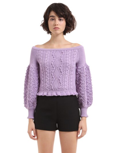 VALENTINO CROPPED OFF THE SHOULDERS WOOL SWEATER,66IAE6001-WkMy0