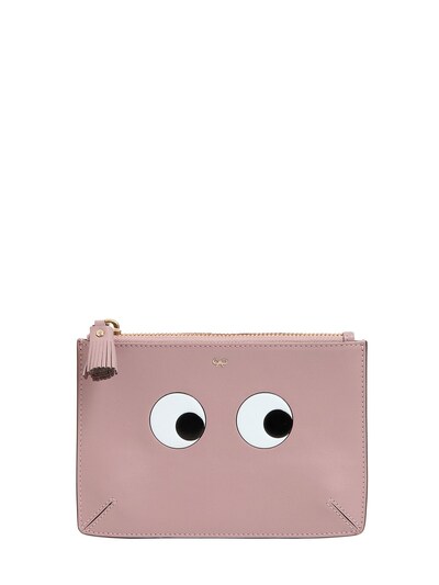 Anya Hindmarch Eyes Loose Pocket Small Embossed Leather Pouch In Pink ...