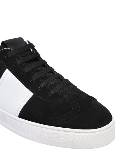 Valentino Garavani Fly Crew Suede & Leather Sneakers, Black/white