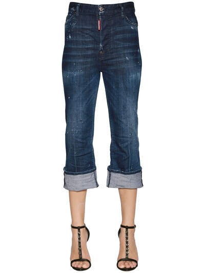 DSQUARED2 CROPPED FLARED DENIM JEANS,66IAGF001-NDCW0