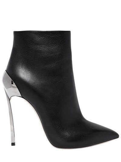 Casadei 120mm Techno Blade Leather Ankle Boots In Black