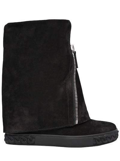 CASADEI 80MM ZIPPED SUEDE WEDGED BOOTS,66IAKJ004-MDAw0