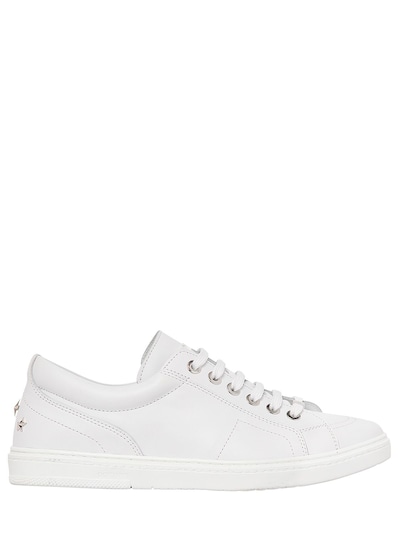 Jimmy Choo Smooth Leather Low Top Sneakers In White