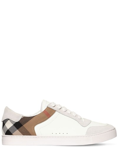 BURBERRY CHECK, SUEDE & LEATHER SNEAKERS,66IBQH008-NDA1NDAyMg2