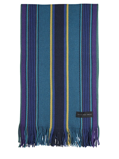 Paul Smith College Striped Merino Wool Scarf In Multicolor