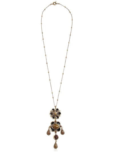 Etro Flower Pendent Necklace In Black