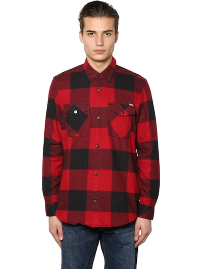 Carhartt Graham Cotton Twill Flannel Shirt In Red/black