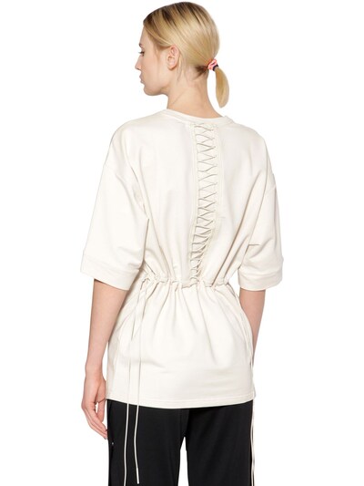 Puma T-shirt With Back Lace Up Detail In Off White