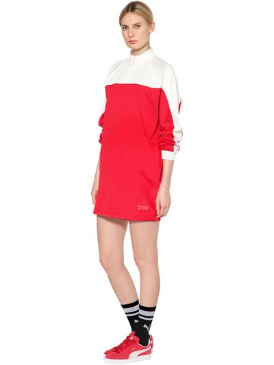 Puma High Collar Dress In Red/white