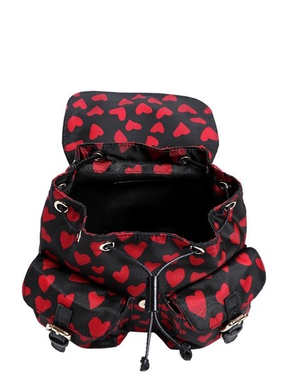 RED VALENTINO HEARTS PRINT NYLON MINI BACKPACK