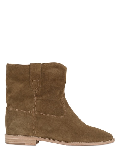 ISABEL MARANT 70MM CRISI SUEDE WEDGES BOOTS, BROWN