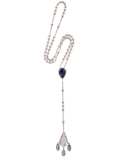 Tommaso Lonardo Rosario Y-shaped Necklace W/ Crystal In Silver