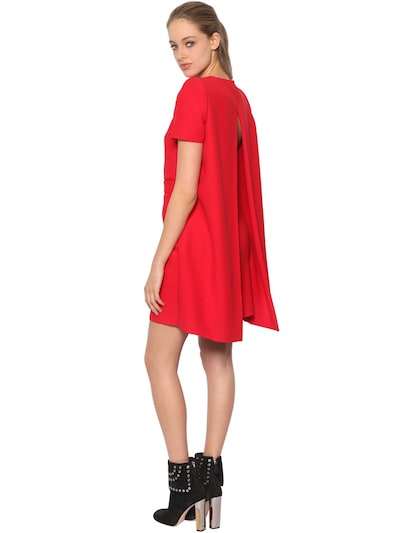Alexander Mcqueen Leaf Crepe Cape Dress In Red | ModeSens