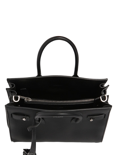 SAINT LAURENT BABY SAC DE JOUR  LEATHER TOP HANDLE BAG, BLACK